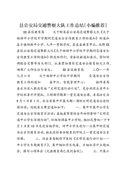 县公安局交通警察大队工作总结[小编推荐] (3)