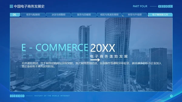 蓝色互联网科技风互联网发展史工作汇报演示PPT