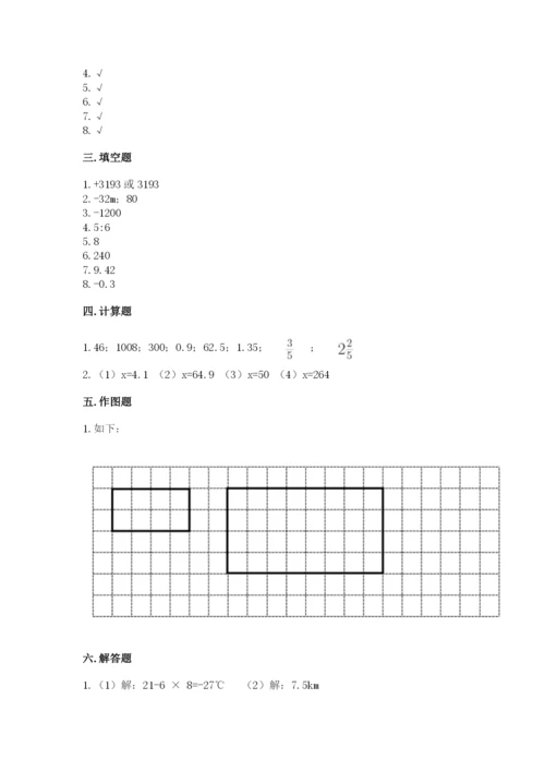 冀教版小学六年级下册数学期末检测试题（突破训练）.docx
