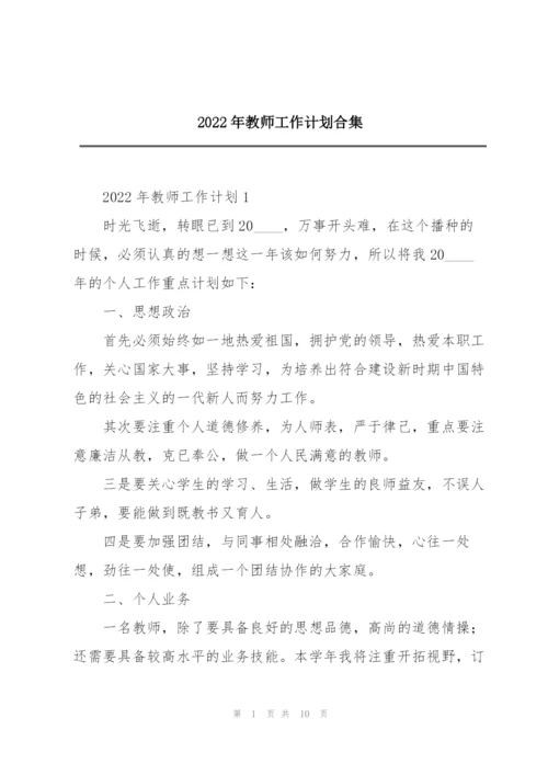 2022年教师工作计划合集.docx