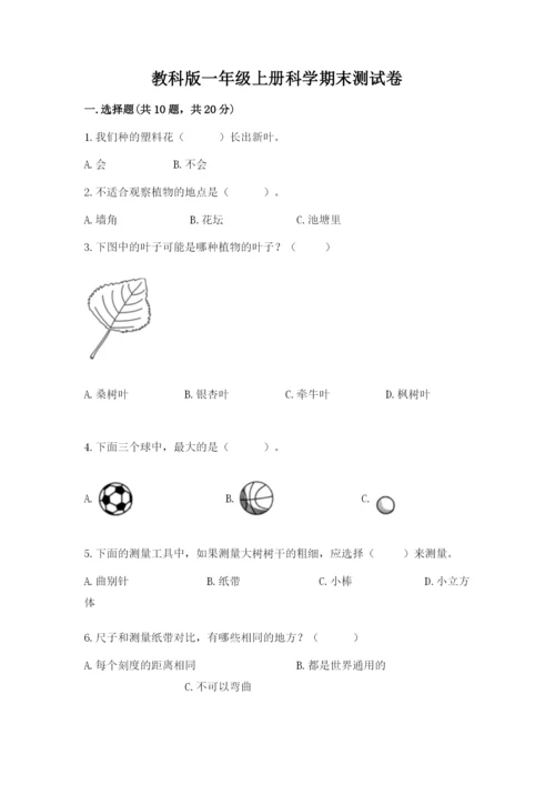 教科版一年级上册科学期末测试卷精品【a卷】.docx