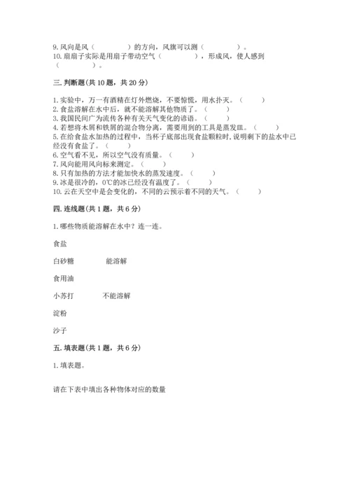 教科版三年级上册科学《期末测试卷》附答案下载.docx