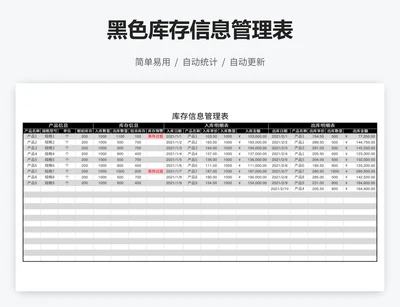 黑色库存信息管理表