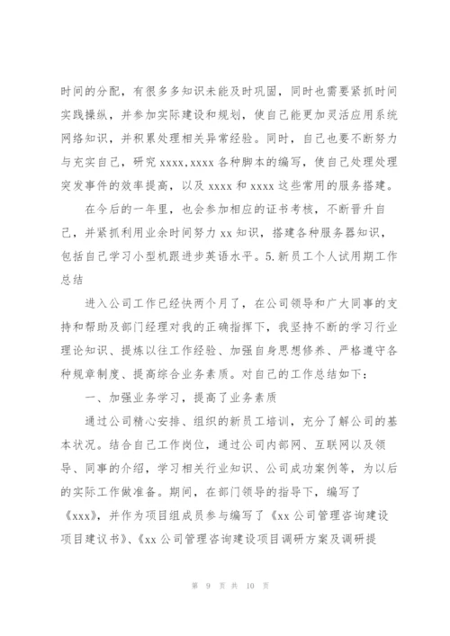 新员工个人试用期工作总结（5篇）.docx