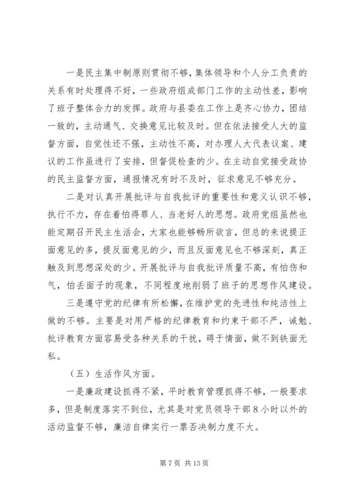 政府党组民主生活会材料(精选多篇).docx