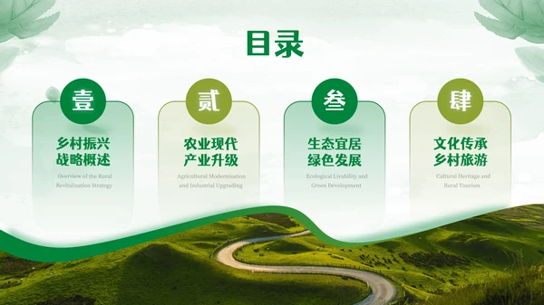 绿色文艺风乡村建设介绍PPT模板