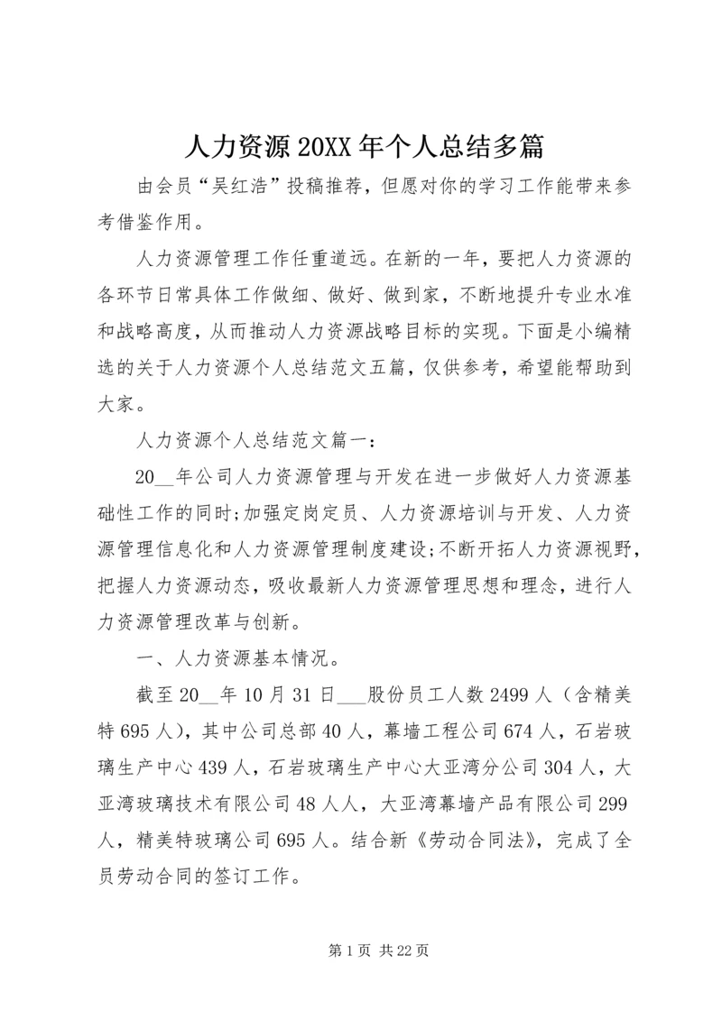 人力资源某年个人总结多篇.docx