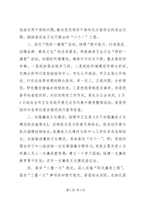 市卫生厅党风廉政建设要点.docx