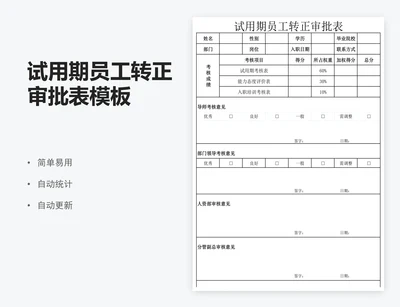 试用期员工转正审批表模板