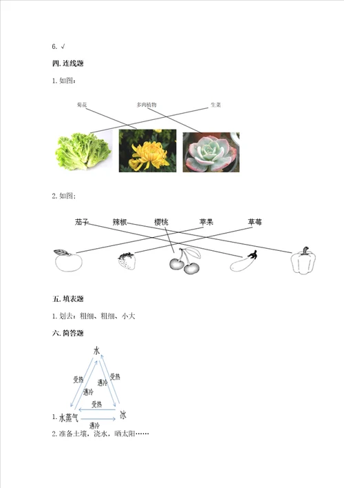 教科版科学一年级上册第一单元植物测试卷完整版