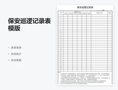 保安巡逻记录表模版