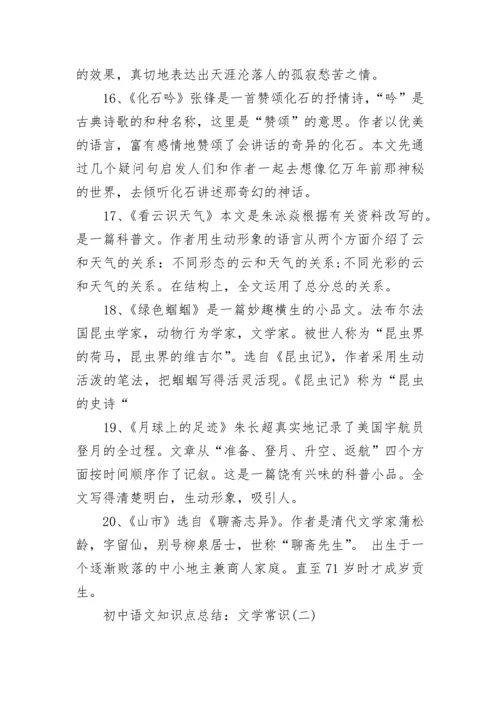 初中语文知识点总结：文学常识，小说详解.docx