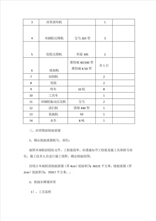 沥青路面铣刨重铺施工方案