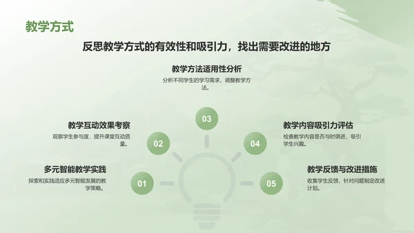 绿色水墨风教师通用年中工作总结汇报PPT模板
