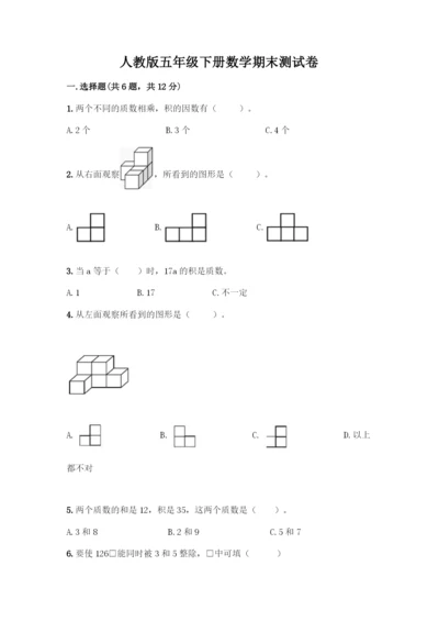人教版五年级下册数学期末测试卷精品(易错题).docx