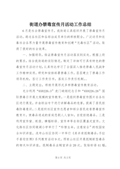 街道办禁毒宣传月活动工作总结.docx