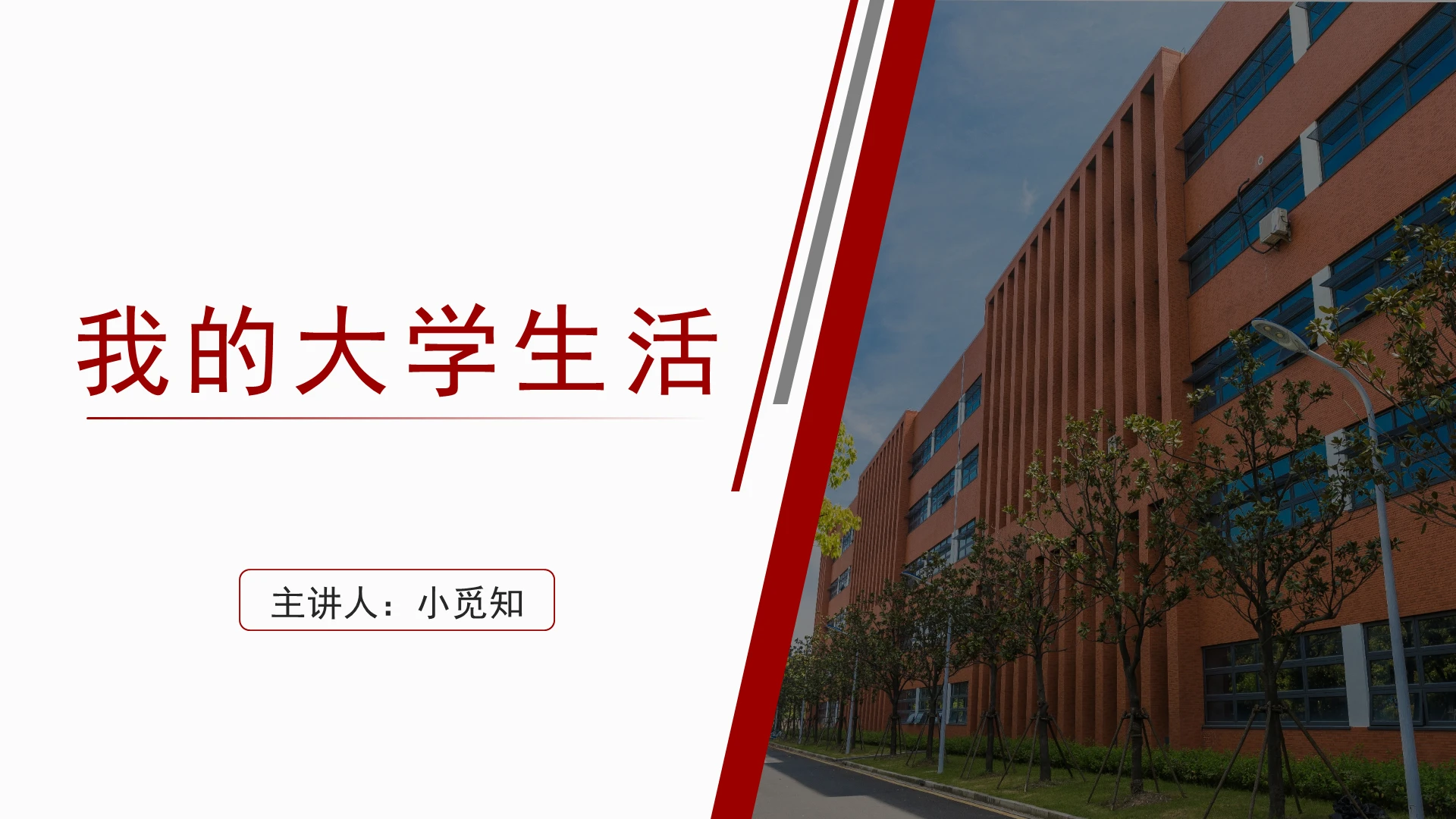 红色简约风我的大学生活我的大学生活PPT模板我的大学生活ppt