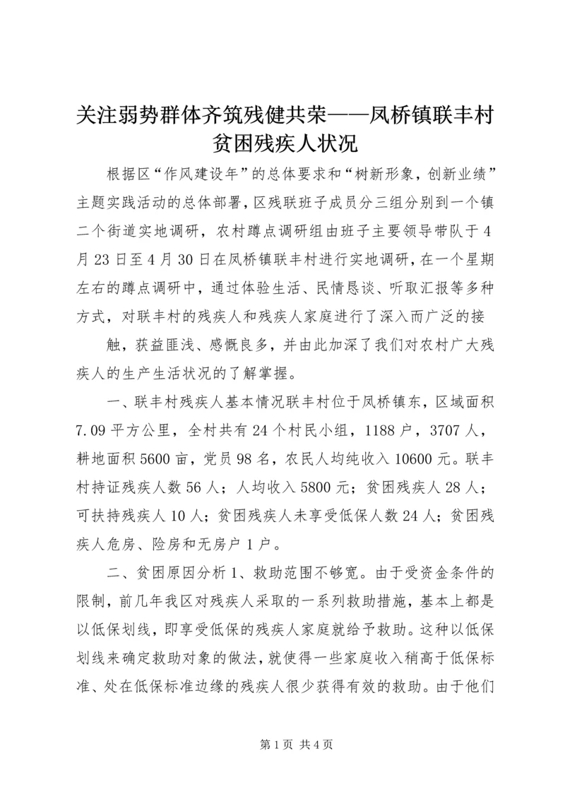 关注弱势群体齐筑残健共荣——凤桥镇联丰村贫困残疾人状况 (2).docx