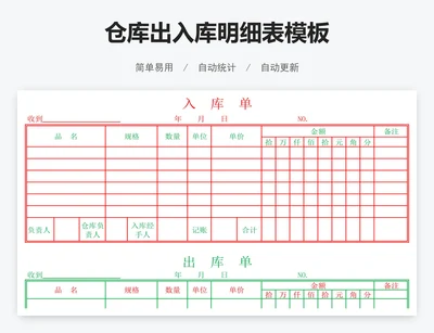 仓库出入库明细表模板