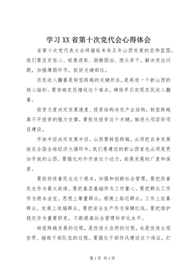 学习XX省第十次党代会心得体会.docx