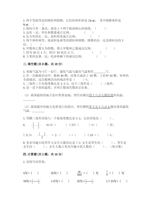 人教版六年级下册数学期末测试卷精品及答案.docx