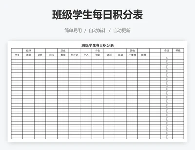 班级学生每日积分表