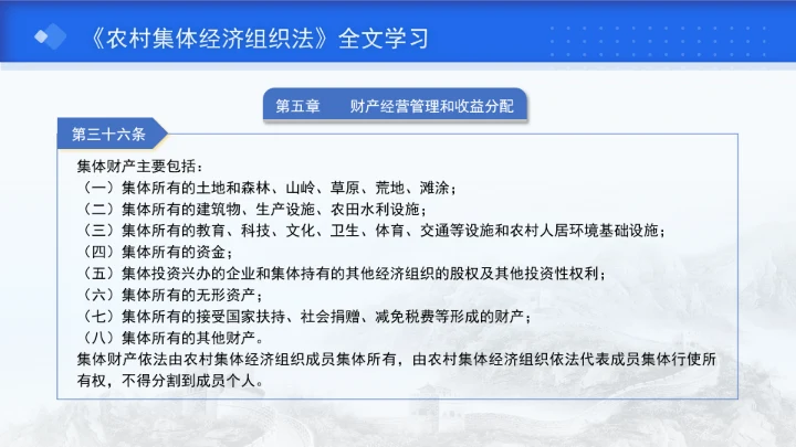 新修订中华人民共和国农村集体经济组织法解读学习PPT