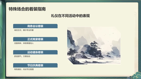 蓝色水墨风文化礼仪PPT模板