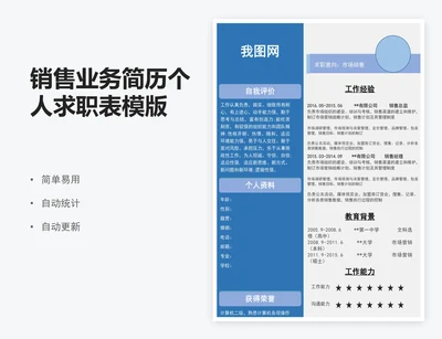 销售业务简历个人求职表模版