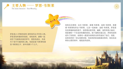 黄色插画风哈利波特魔法电影鉴赏万圣节影视培训通用PPT