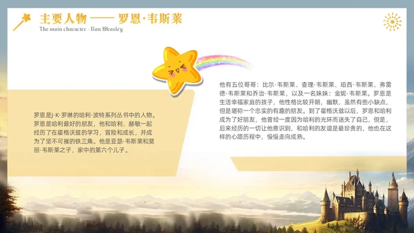 黄色插画风哈利波特魔法电影鉴赏万圣节影视培训通用PPT