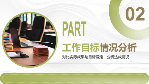 绿色商务风年度工作目标达成情况分析PPT模板