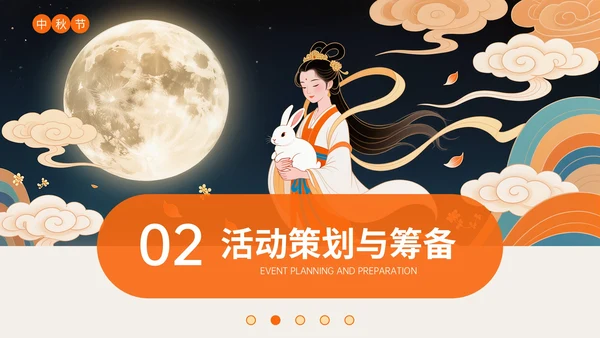 橙色插画风中秋节文化活动策划PPT模板