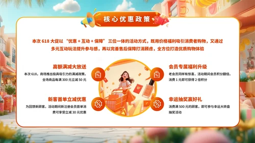 橙色系618商场百货大促嗨购专场PPT模板