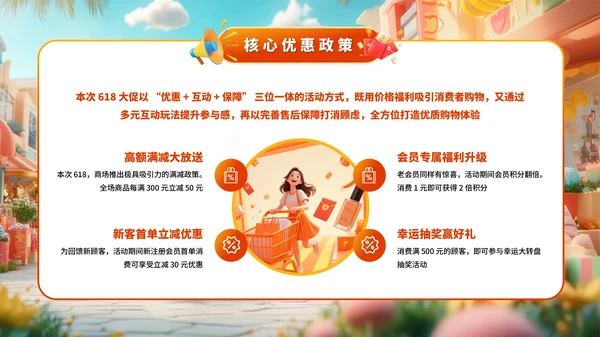 橙色系618商场百货大促嗨购专场PPT模板