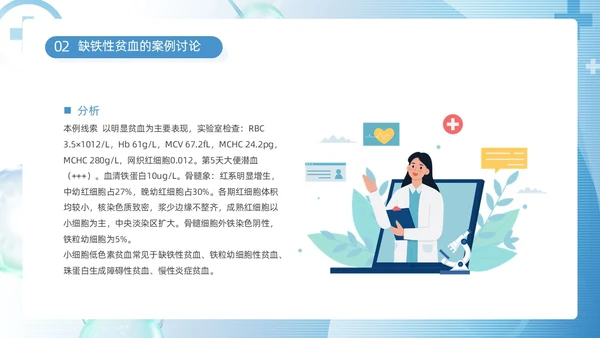 蓝色简约医疗医护缺铁性贫血培训课件动态PPT护理