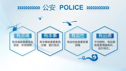 蓝色大气公安警察职责动态PPT模板