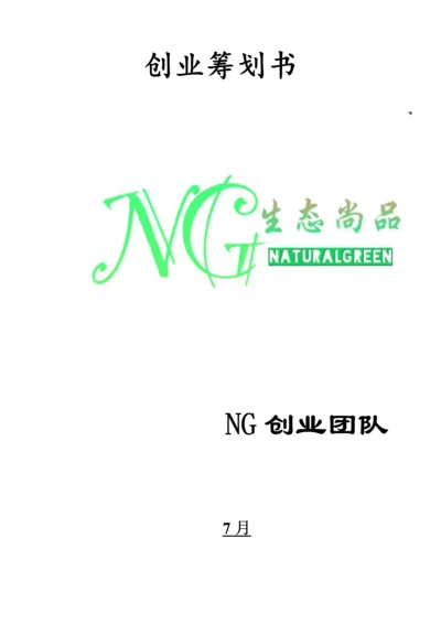 NG创业团队创业综合计划书.docx