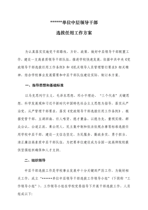 单位中层领导干部选拔任用工作专业方案.docx