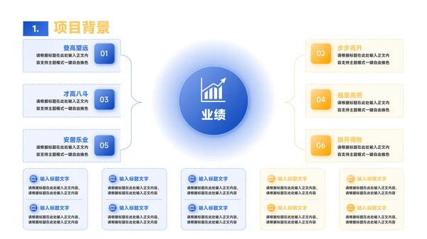 蓝黄色简约风数据逻辑PPT版式合集