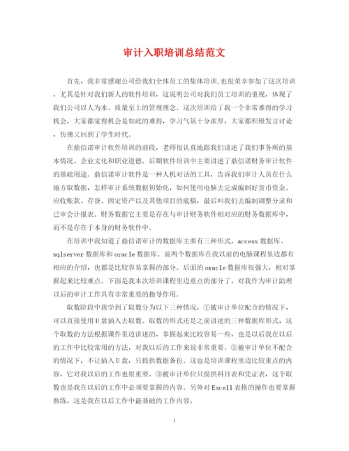 精编之审计入职培训总结范文.docx