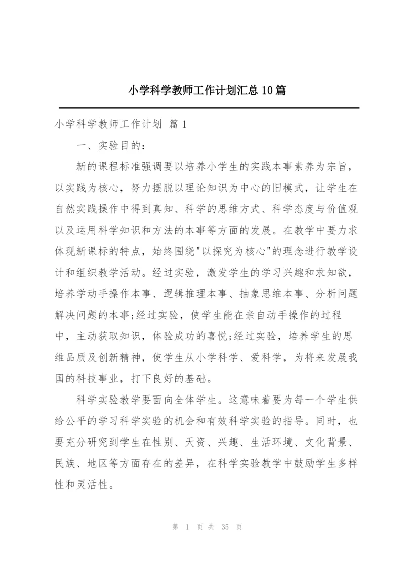 小学科学教师工作计划汇总10篇.docx