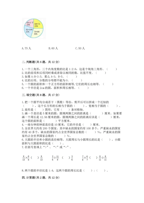 人教版六年级上册数学期末测试卷及答案（网校专用）.docx