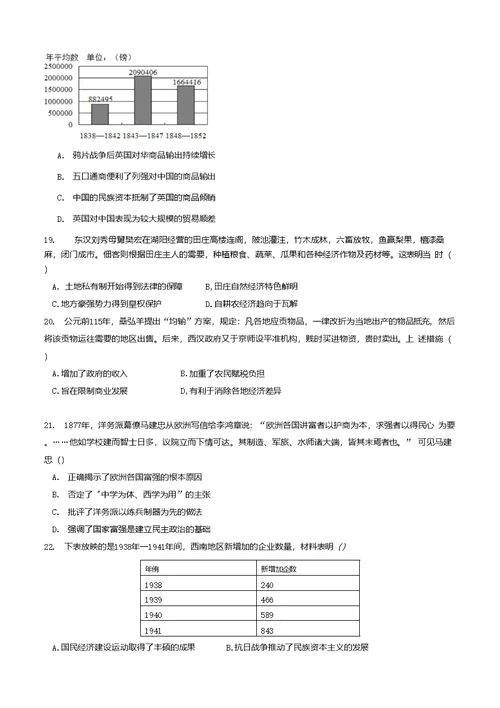 江西省2021届高三上学期期中适应性考试试题历史含答案