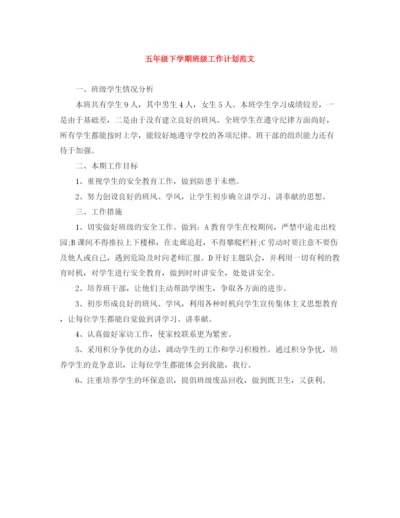 精编之五年级下学期班级工作计划范文.docx