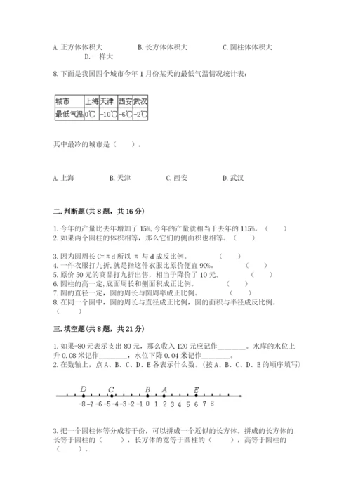 冀教版六年级下册数学 期末检测卷附参考答案（巩固）.docx