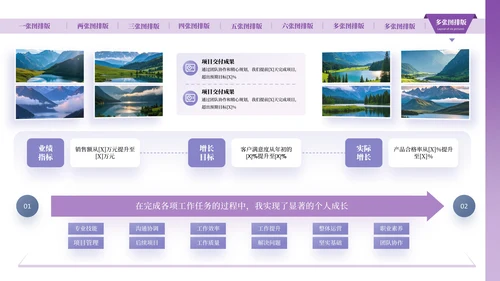 紫色简约风图片排版PPT版式合集
