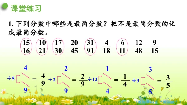4.约分 （课件）-数学人教版五年级下册(共62张PPT)