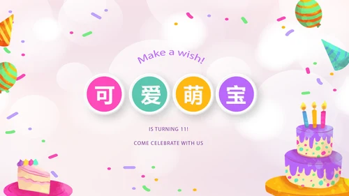粉色生日快乐电子相册动态PPT模板