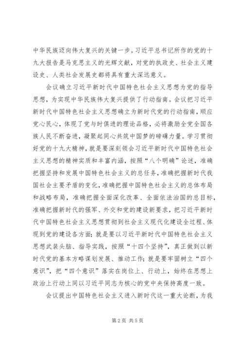 提高站位学深悟透忠诚履职贯彻落实好党的十九大精神 (2).docx